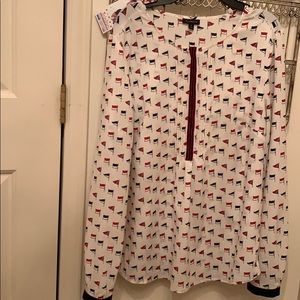 cute! Talbots nautical flag print blouse !!